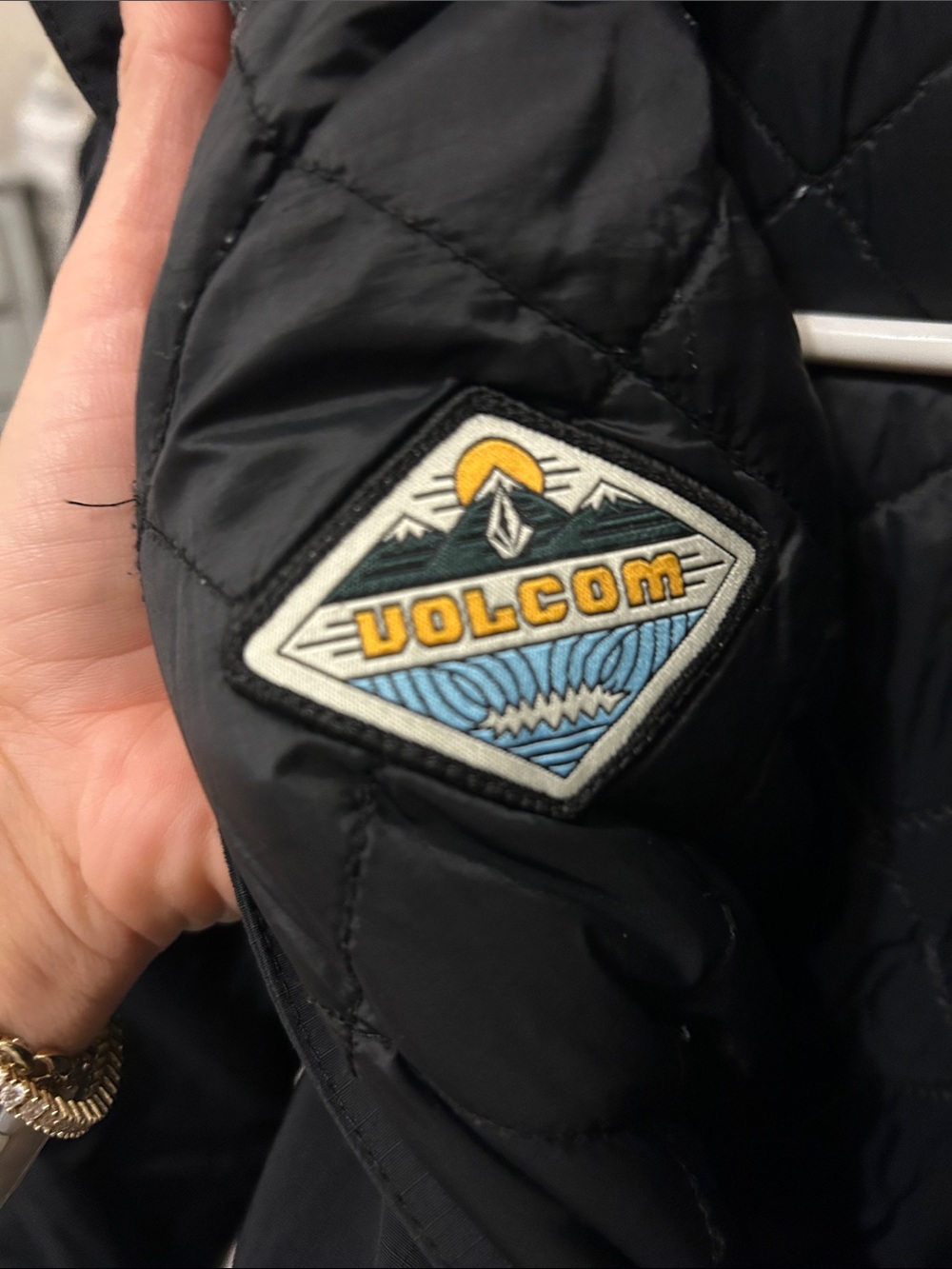 Volcom Black Boys' Hooded Puffer Jacket with Corduroy Yoke - Picture 2 of 4